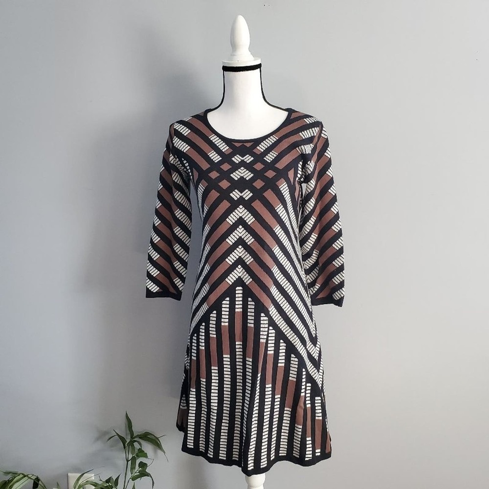 Nine West Sweater Dress Geometric Design Size S